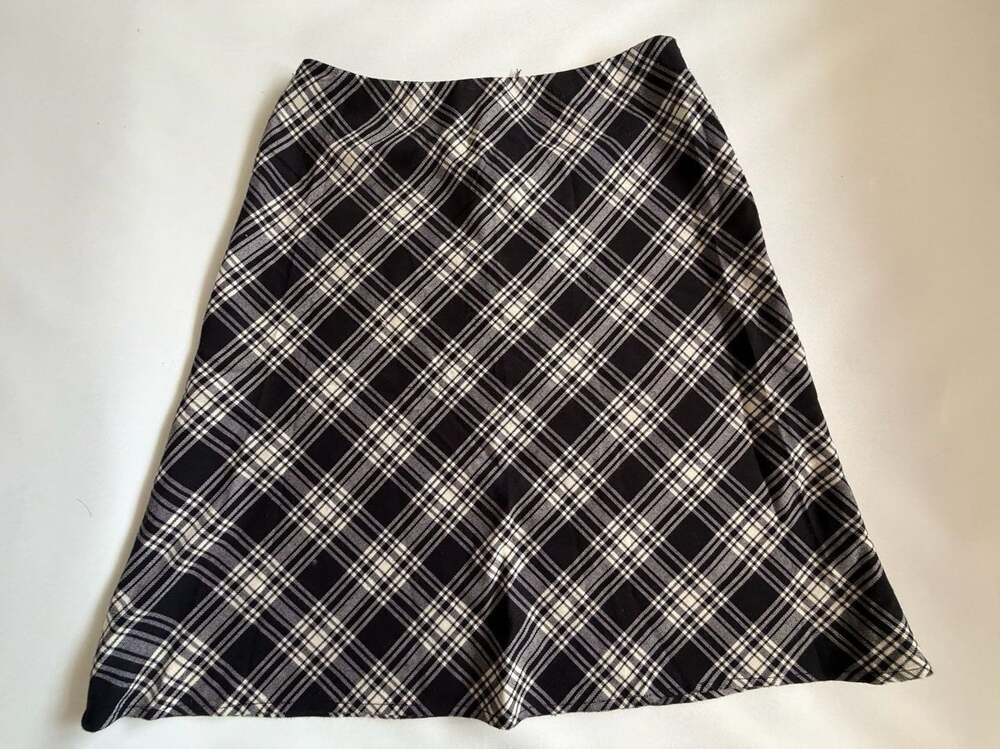 Josephine Chaus Black White Plaid A-Line Skirt Size6